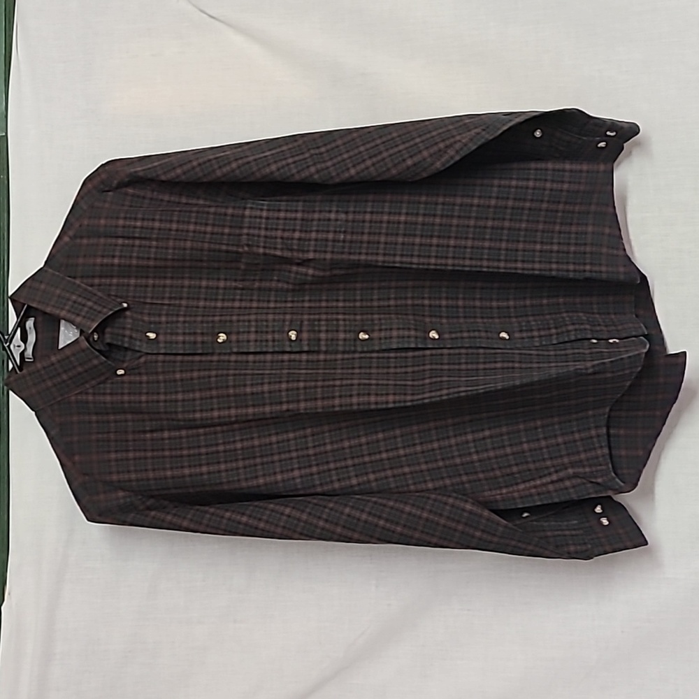 1980s Lord & Taylor Kensington Collection Plaid Buttoned Down Collar Shirt Sz M